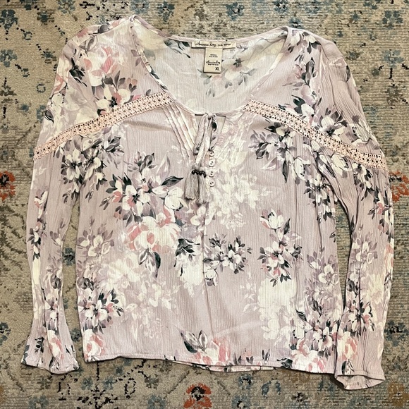 American Rag Floral Peasant Style Blouse - Picture 2 of 15